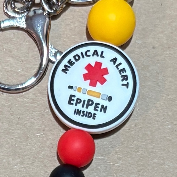 Silicone Bead Keychain - Medical Alert Allergies - Picture 2 of 2